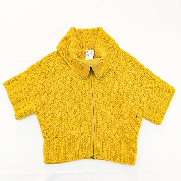 Laurel Sweaters - Laurel Wool Heavy Alpaca Knit Zipper Woven Sweater Short Sleeve Size 38 Germany